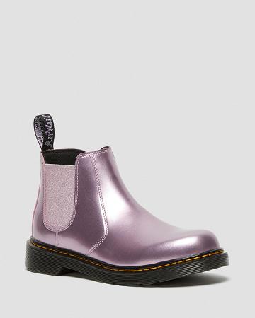 Pink Kids' Dr Martens Youth 2976 Metallic Chelsea Boots | CA 670LIS